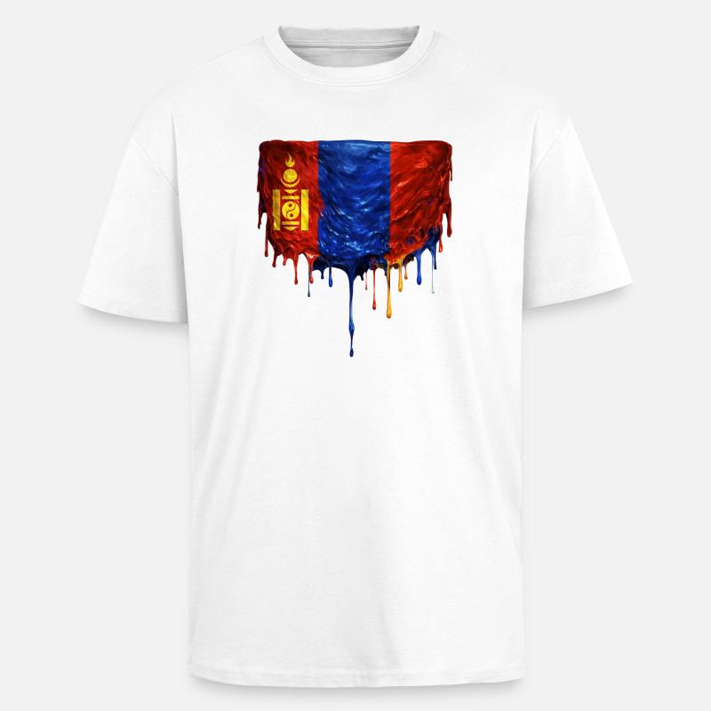 Chute du drapeau mongol - T-shirt unisexe oversize épais - blanc