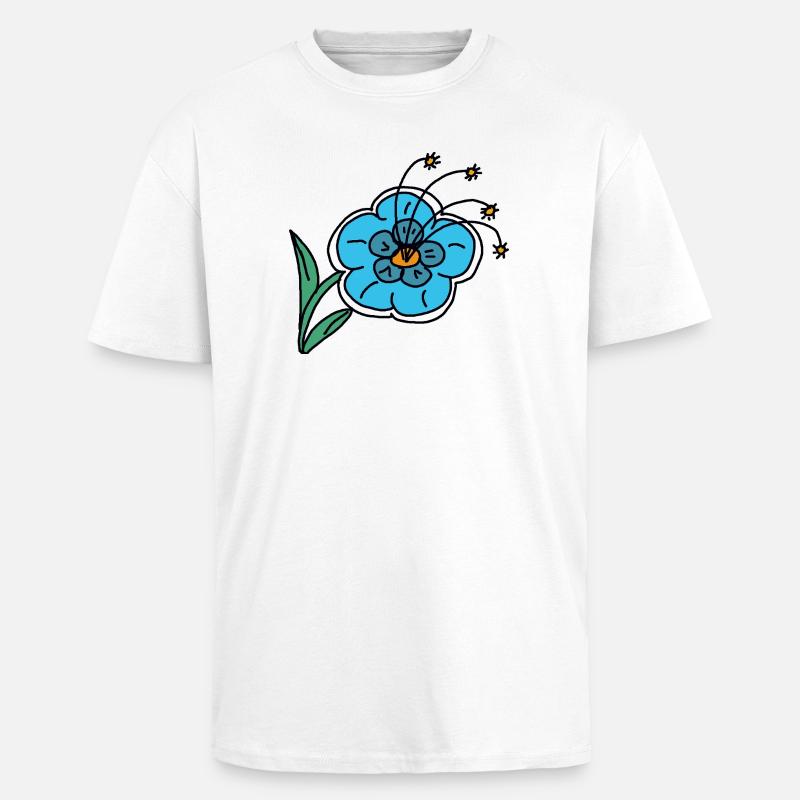 Handgezeichnete blaue Blume Kinder Kind - Oversized Heavyweight Unisex T-Shirt - Weiß