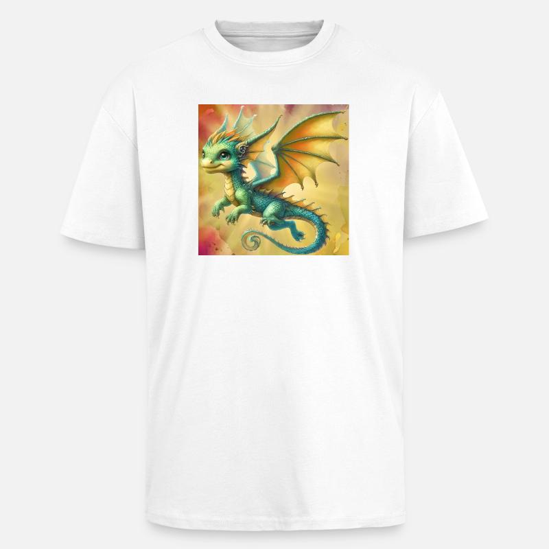 Drache - Oversized Heavyweight Unisex T-Shirt - Weiß