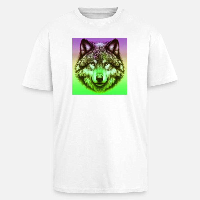 Wolf - Unisex Oversized Heavyweight T-shirt - white