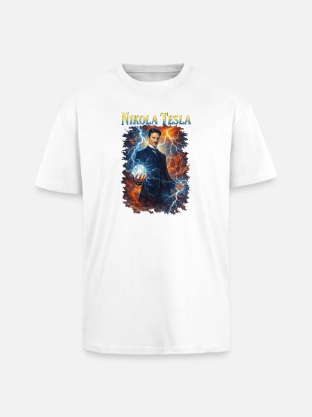 Nikola Portrait - Unisex Oversized Heavyweight T-shirt - white