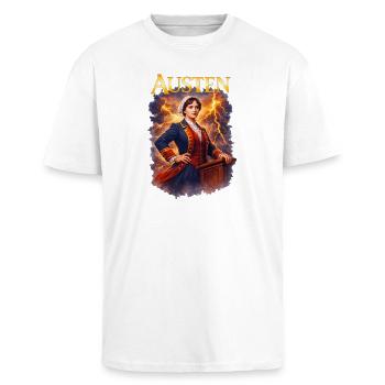 Jane Austen Portrait - Unisex Oversized Heavyweight T-shirt - white - Front - Alina (178cm) & Michal (187cm)
