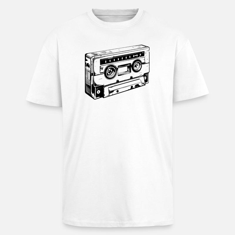 Retro kassette - Unisex oversized heavyweight t-shirt - hvid