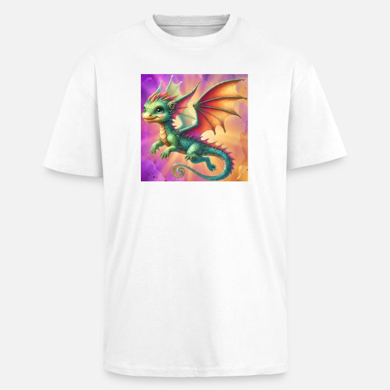 Drache - Oversized Heavyweight Unisex T-Shirt - Weiß