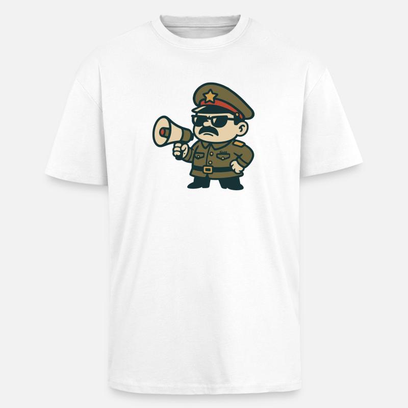 Sergent rétro Mégaphone - T-shirt unisexe oversize épais - blanc