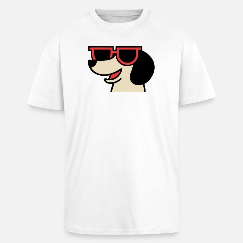 Patron aux lunettes teckel cool - T-shirt unisexe oversize épais - blanc