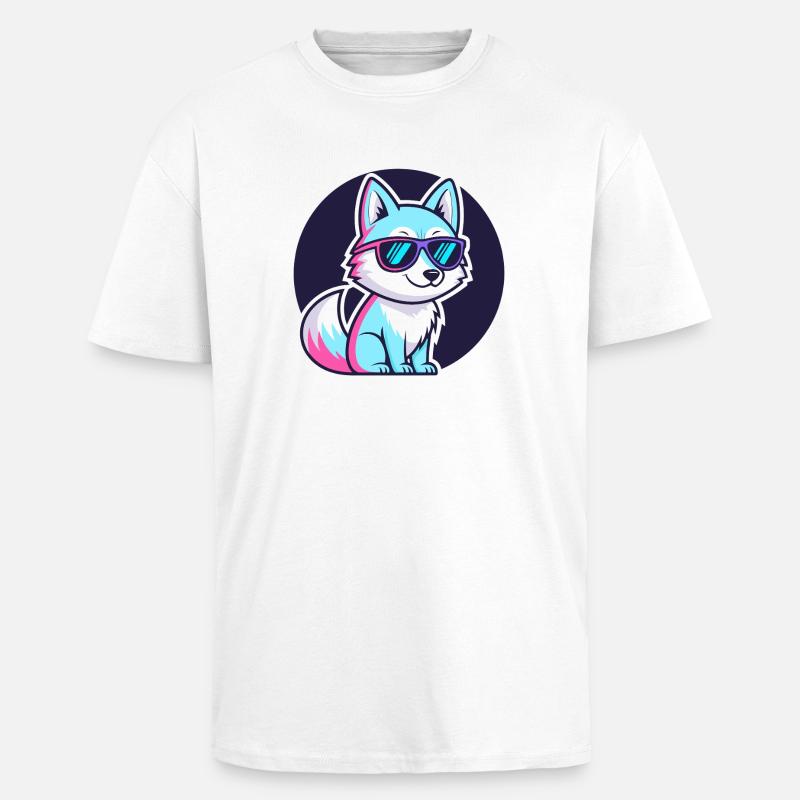 Neonfuchs mit Brille - Oversized Heavyweight Unisex T-Shirt - Weiß