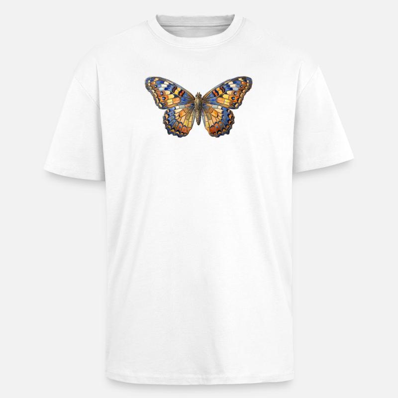 Schmetterling Mosaik - Kunst Geschenk - Oversized Heavyweight Unisex T-Shirt - Weiß