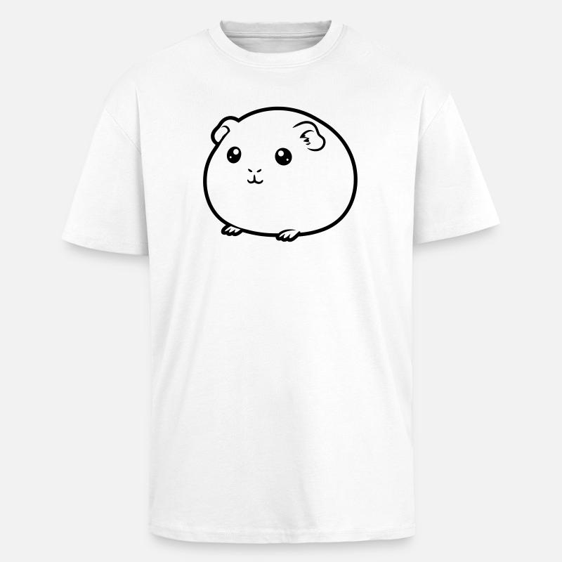 Silhouette de bande dessinée cobaye grasse - T-shirt unisexe oversize épais - blanc