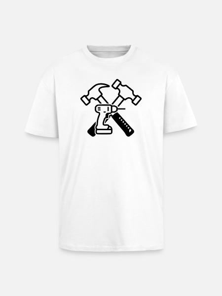 Tool Hammers Drills Outline - Unisex Oversized Heavyweight T-shirt - white
