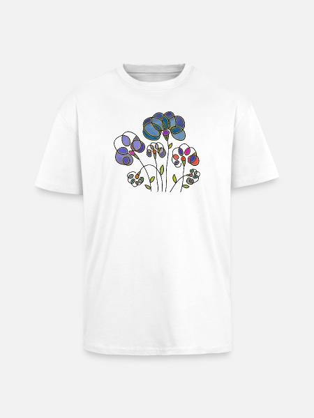 Fleur - T-shirt unisexe oversize épais - blanc