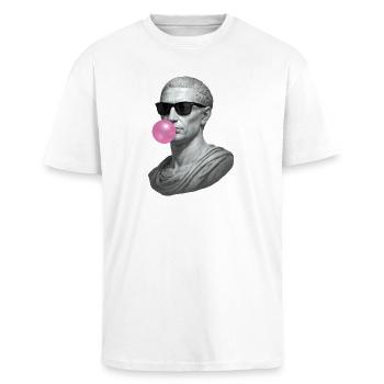 Caesar mit Sonnenbrille und Kaugummi - Oversized Heavyweight Unisex T-Shirt - Weiß - Vorne - Alina (178cm) & Michal (187cm)