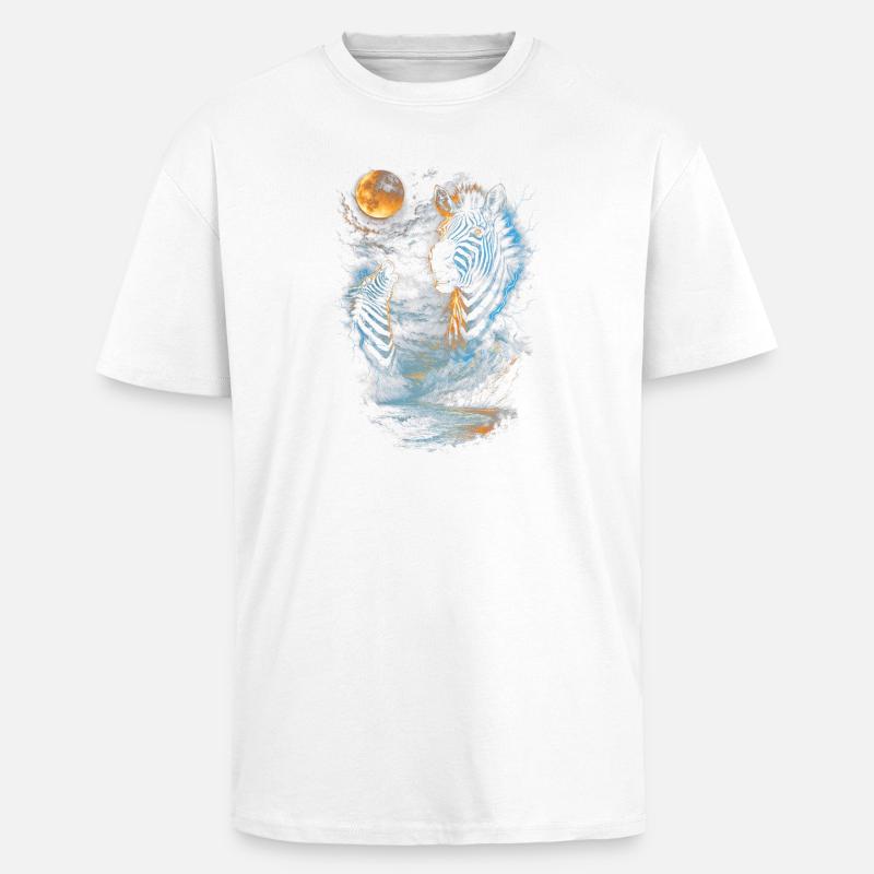 Zebra - T-shirt unisex oversize pesante - bianco