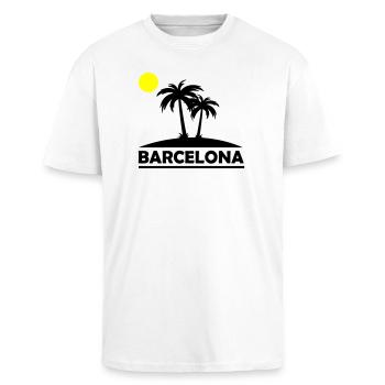 Plage de Barcelone - T-shirt unisexe oversize épais - blanc - Devant - Alina (178cm) & Michal (187cm)