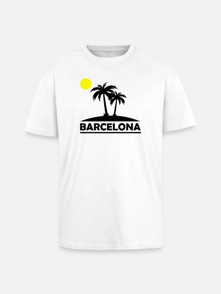 Barcelona Strand - Oversized Heavyweight Unisex T-Shirt - Weiß