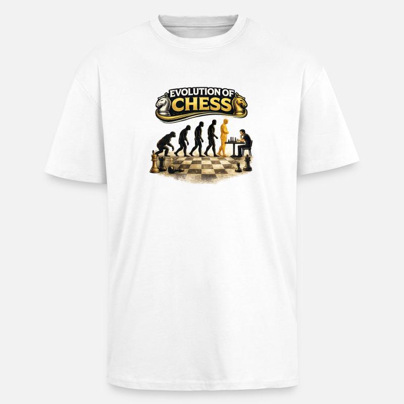Évolution des échecs - T-shirt unisexe oversize épais - blanc
