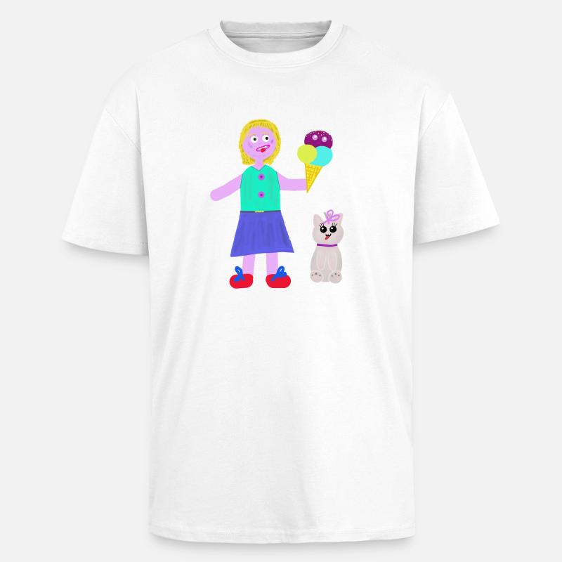 Eiscreme-Mädchen Eiscreme Eiswaffel Eis - Oversized Heavyweight Unisex T-Shirt - Weiß