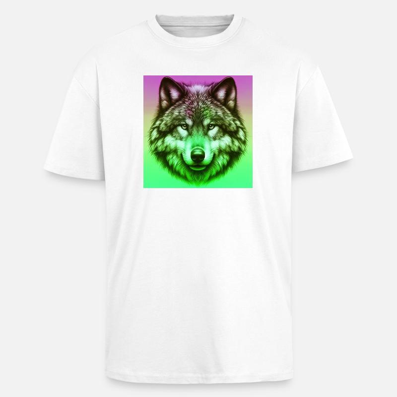 Wolf - Oversized Heavyweight Unisex T-Shirt - Weiß
