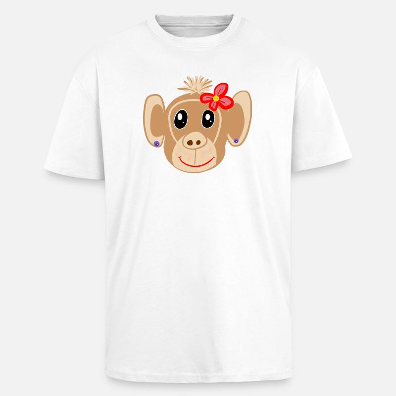 Affe Mädchen Affen Kinder - Oversized Heavyweight Unisex T-Shirt - Weiß