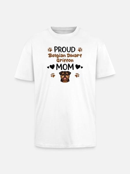Orgullosa madre grifo, grifo enano belga - Camiseta unisex oversize de tejido grueso - blanco