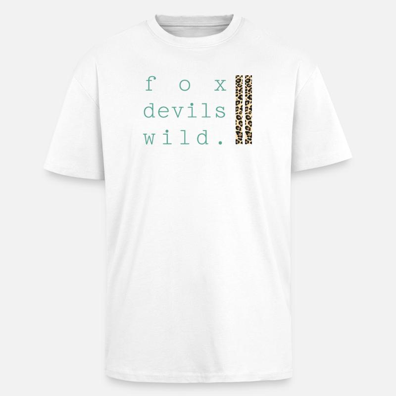 Fox Devil Wild Leopard - Unisex Oversized Heavyweight T-shirt - white