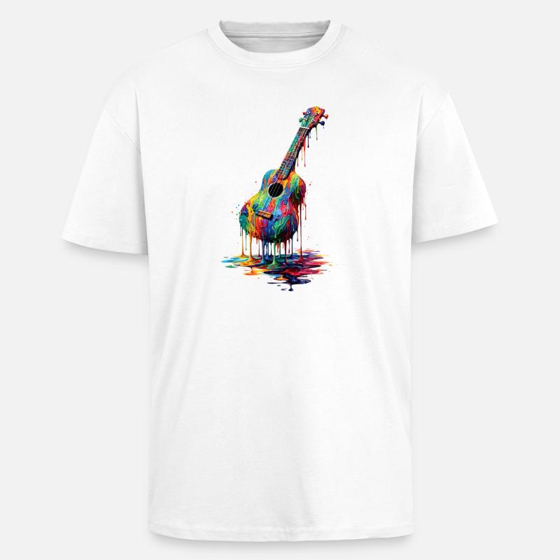 Ukulele with dripping paint - Unisex Oversized Heavyweight T-shirt - white