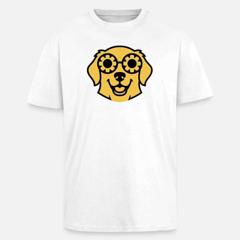 Labrador Blume Brille Peace Comic - Oversized Heavyweight Unisex T-Shirt - Weiß