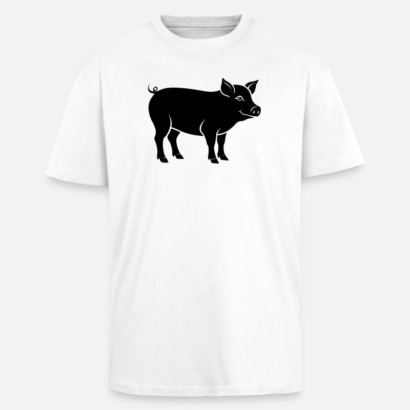 Schwein - Oversized Heavyweight Unisex T-Shirt - Weiß