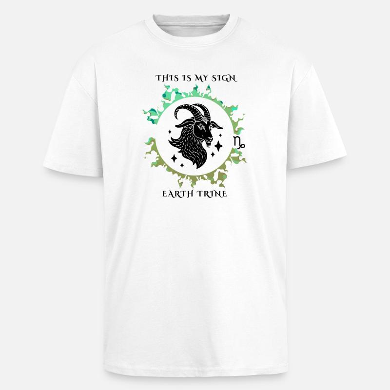 Mój znak Koziorożec - Gruby T-shirt unisex oversize - biały