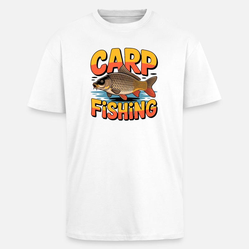 Pesca alla carpa - T-shirt unisex oversize pesante - bianco