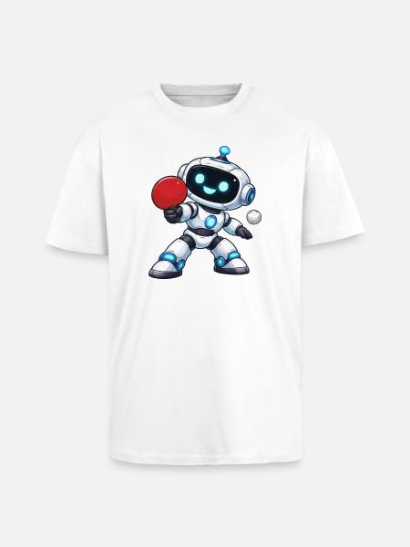 Robot Table Tennis - Unisex Oversized Heavyweight T-shirt - white