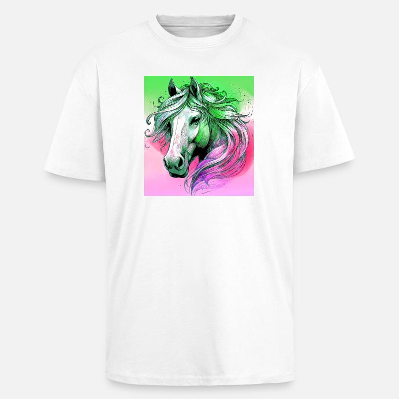 cheval - T-shirt unisexe oversize épais - blanc