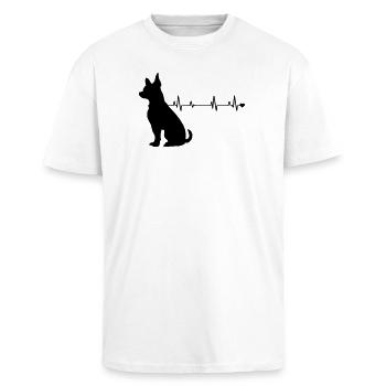 Hund - Oversized Heavyweight Unisex T-Shirt - Weiß - Vorne - Alina (178cm) & Michal (187cm)
