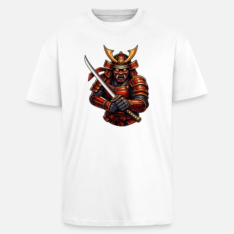 Kampfkunst-Samurai mit Schwert - Oversized Heavyweight Unisex T-Shirt - Weiß