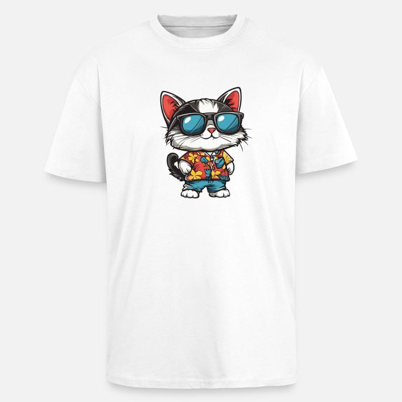 Katze Comic Urlaub - Oversized Heavyweight Unisex T-Shirt - Weiß