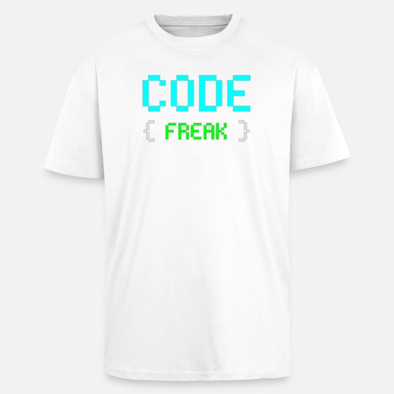 Pixel Code Freak Neon Tee - Oversized Heavyweight Unisex T-Shirt - Weiß