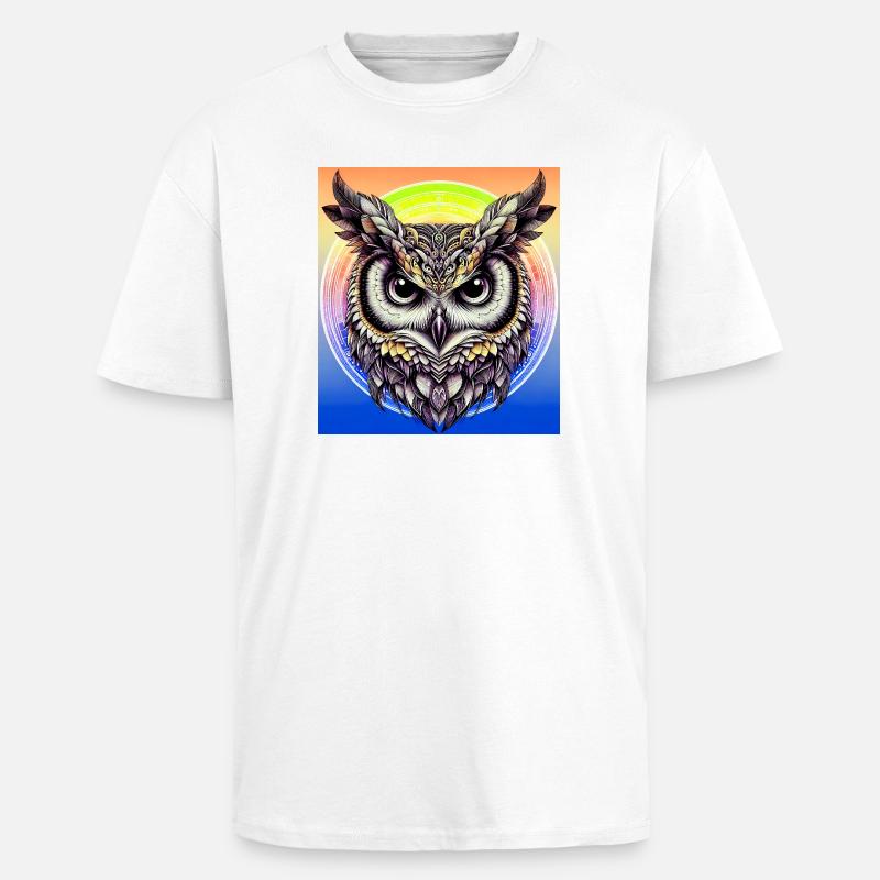 Eule - Oversized Heavyweight Unisex T-Shirt - Weiß