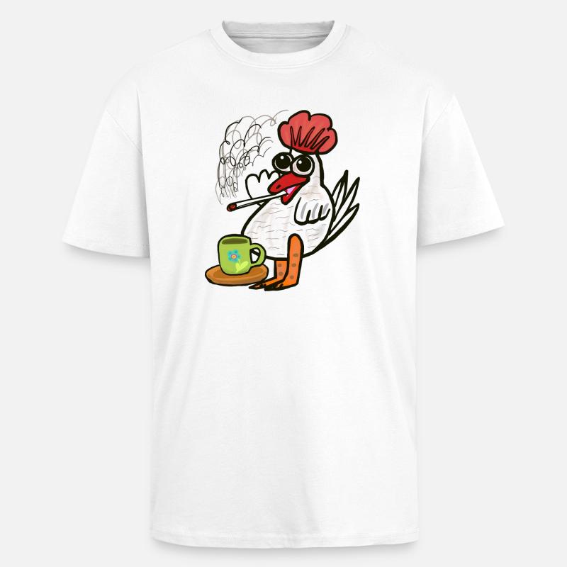 Kaffee Kippen Zigaretten Huhn Pause - Oversized Heavyweight Unisex T-Shirt - Weiß