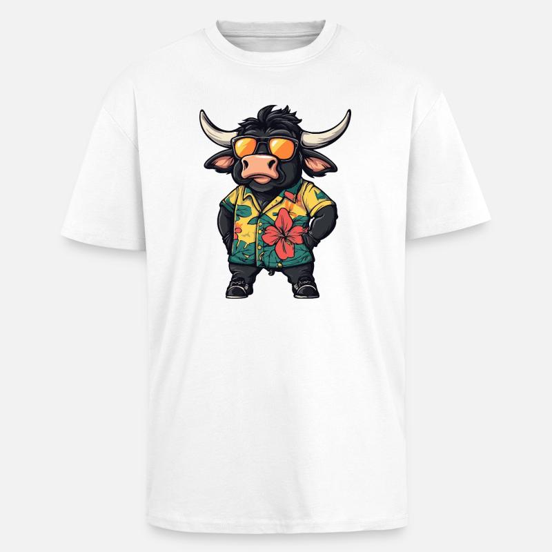 Stier Comic Urlaub - Oversized Heavyweight Unisex T-Shirt - Weiß