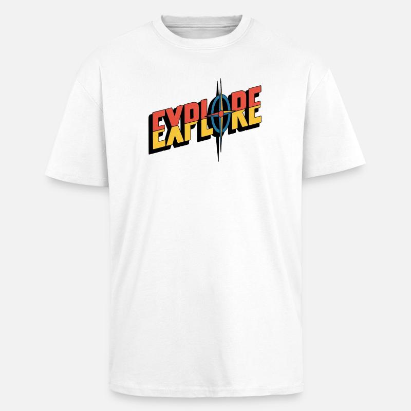 EXPLORE Kompass – Abenteuer Logo - Oversized Heavyweight Unisex T-Shirt - Weiß