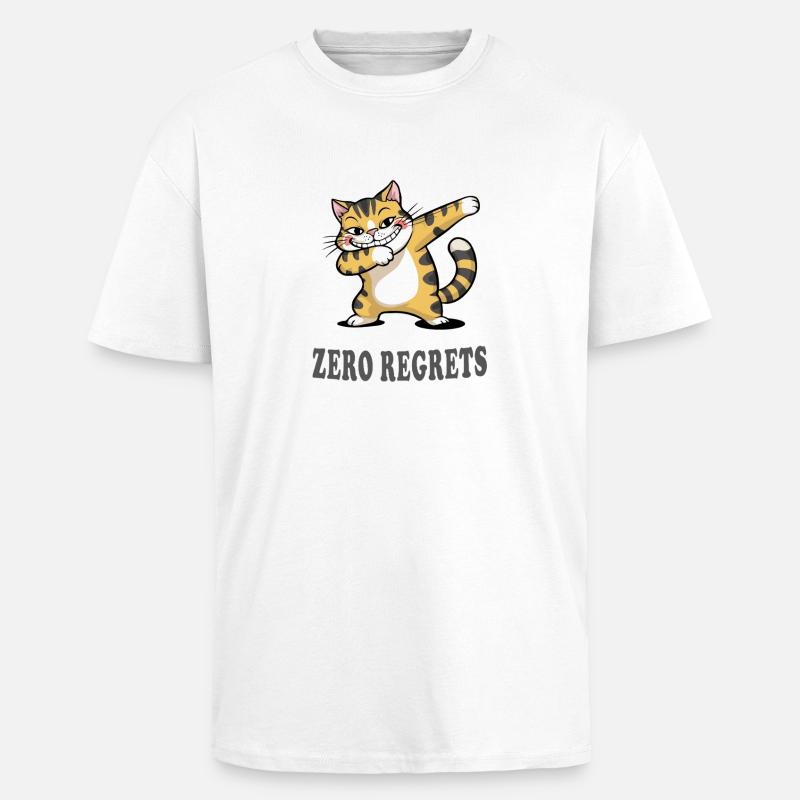 Zero Regrets Lustige Katze Sarkasmus Design - Oversized Heavyweight Unisex T-Shirt - Weiß