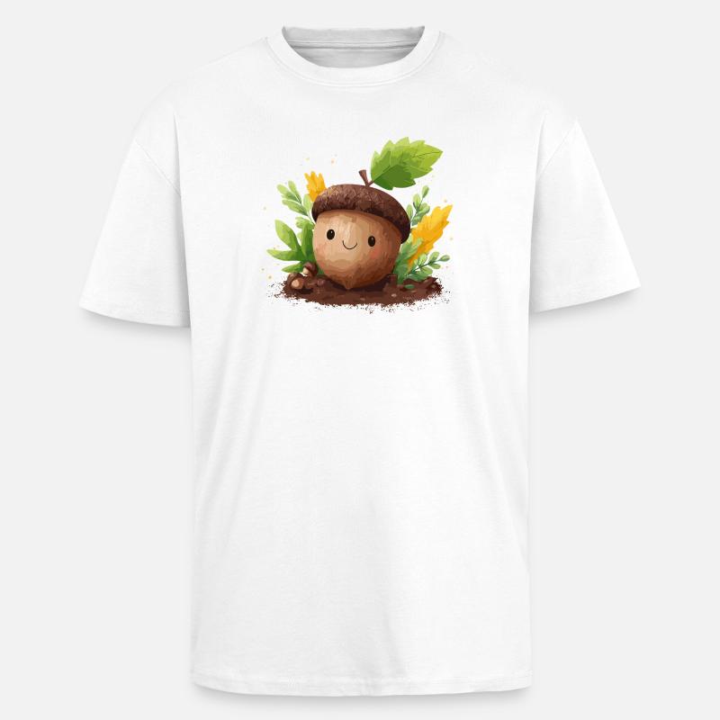 Herbstlicher Eichelfreund Niedlich - Oversized Heavyweight Unisex T-Shirt - Weiß