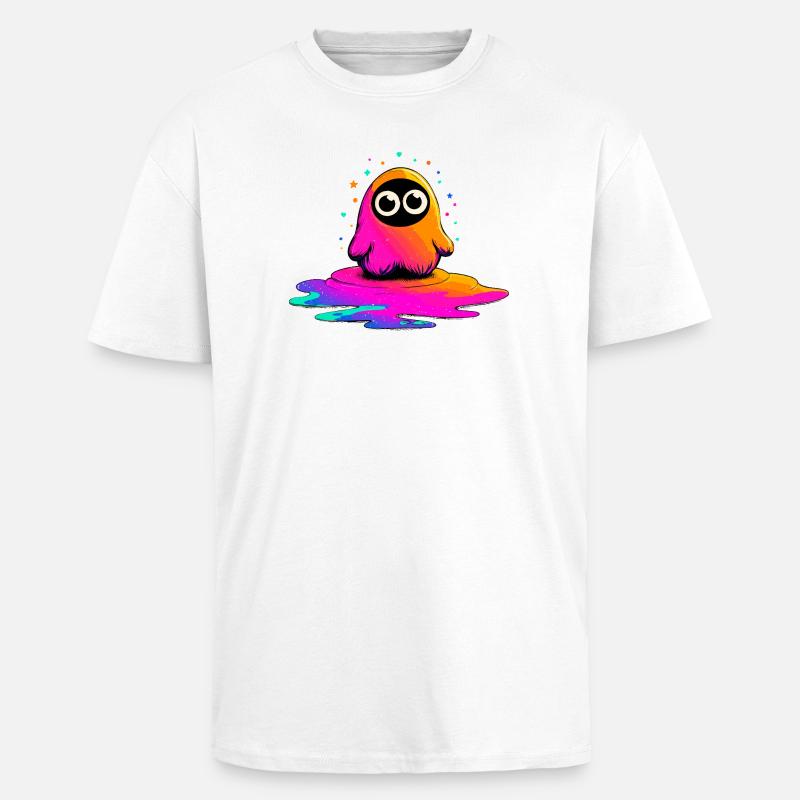 Neon Figur auf Farbklecks - Oversized Heavyweight Unisex T-Shirt - Weiß