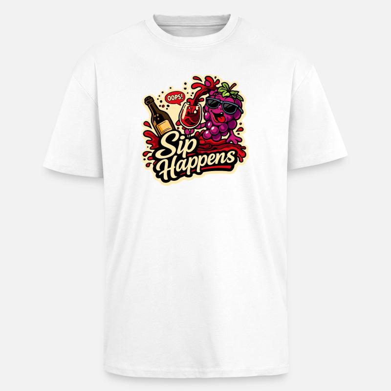Sip Happens Grapes Comic - T-shirt unisexe oversize épais - blanc