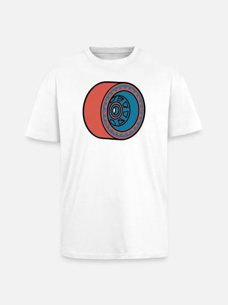 Skateboard Rolle Longboard - Oversized Heavyweight Unisex T-Shirt - Weiß
