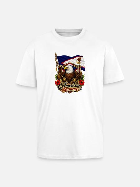 Eagle Flag of American Samoa - Unisex Oversized Heavyweight T-shirt - white