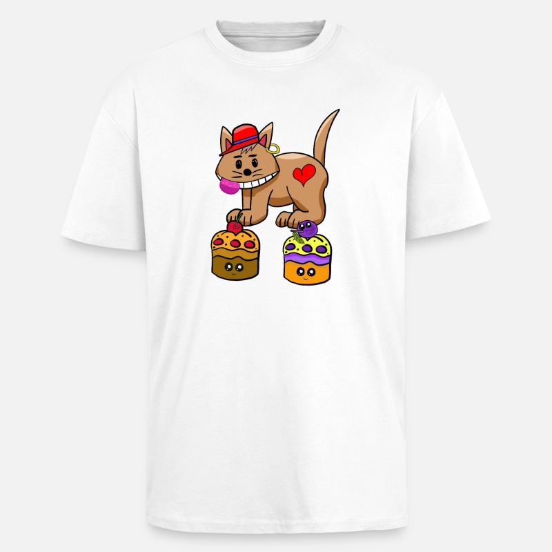 Sucette à snacks pour chats - T-shirt unisexe oversize épais - blanc