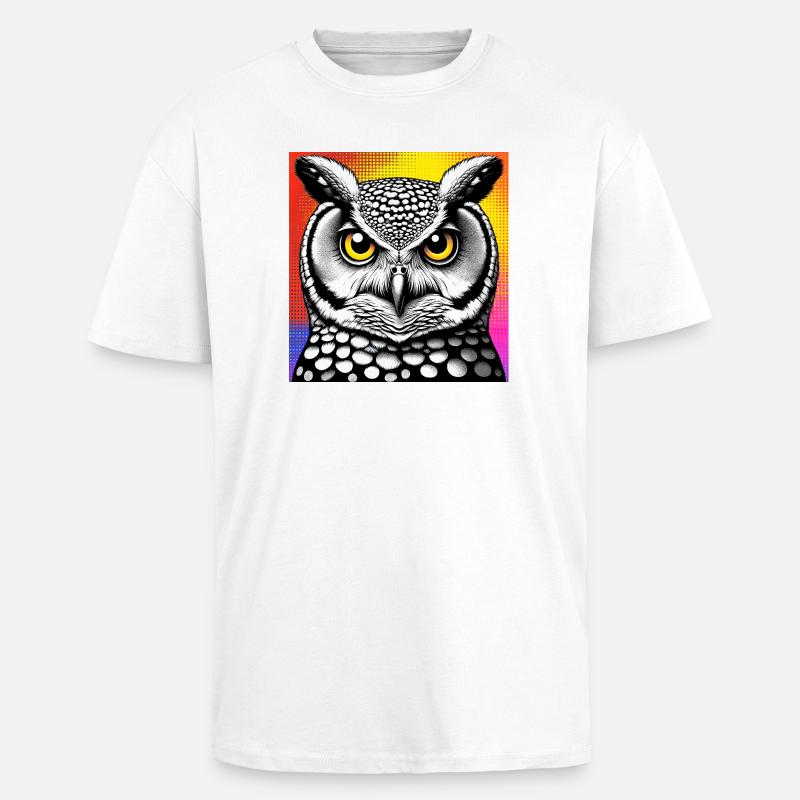 Eule - Oversized Heavyweight Unisex T-Shirt - Weiß