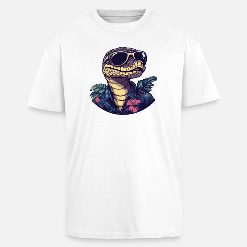 Schlange Kobra Comic Urlaub - Oversized Heavyweight Unisex T-Shirt - Weiß