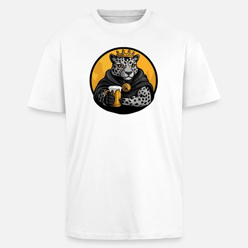 Leopard Bier Lustig - Oversized Heavyweight Unisex T-Shirt - Weiß